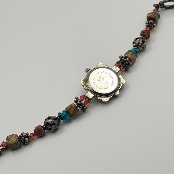 Vintage Geneva Beaded WR St. Steel Women’s Quartz Watch 22mm Working - Picture 6 of 8